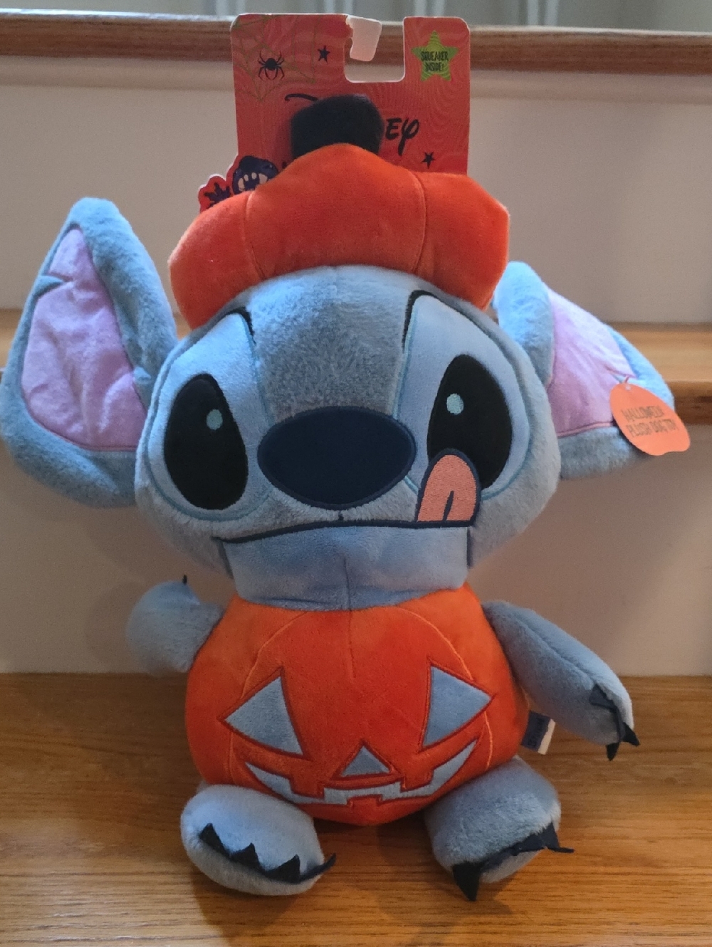 Disney Stitch Halloween Pumpkin Dog Toy NWT Squeeker Crinkle